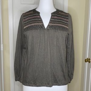 Knox Rose Peasant Green Long Sleeve Top